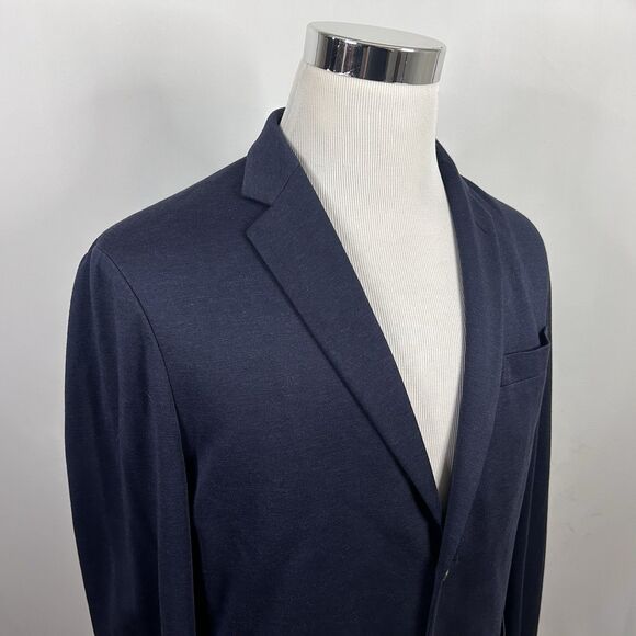Uniqlo Medium Slim Fit Sport Coat Navy Blue Cotton Blend Two Button Vented - Picture 1 of 6